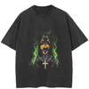 2026 Men Washed Black T-Shirt Streetwear QUARTER 24 Cerberus Dobermann Graphic