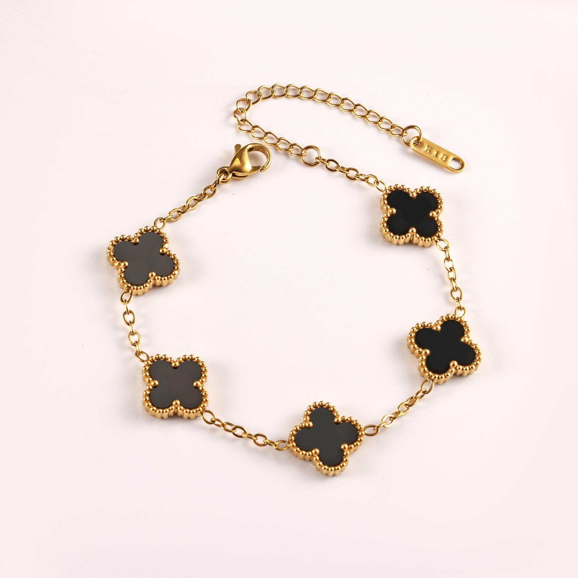 Luxury and Sophisticated Four-leaf Clover Bracelet for Women Double-sided Mother-of-pearl Lucky Clover Bracelet 13MM