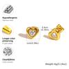 Elegant Heart-shaped Zircon Stud Earrings for Women,Gold Color Stainless Steel Earring,Waterproof Jewelry Mother's Day Gift