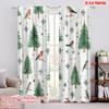 2pcs,2D Plane Printing Curtains Digital Printed Christmas Trees Snowflakes Birds (2) Polyester Easy Install (without Rod)