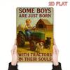 Boys Farmhouse Tractor Metal Wall Decor Rustic Iron 2D Flat Sign "Born To Adore Tractors" Nursery Bedroom Rustic Country Room Ar
