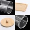 Bamboo Lid Cotton Swab & Makeup Remover Acrylic Storage Box: Includes Cotton Balls, Dental Floss, Round Box