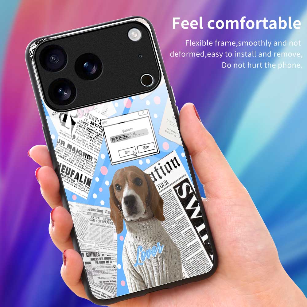 For iPhone 17 Pro Max Case TPU PC Tempered Glass Pattern Printing Anti Drop Phone Back Cover