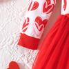 Girls' Heart Dress Spring and Autumn Long Sleeve Mesh Dress