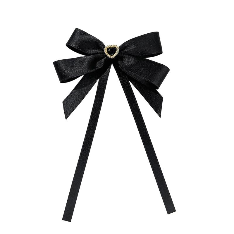New Black Bow Tie Shirt Collar Pins Crystal Bowknot Ribbon Brooches For Women Wedding Party Necktie Accessories