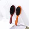 Brosse à Cheveux Ovales en Poils de Sanglier Naturels Antistatique Peigne de Coiffure Peigne Styleur Bois Brosse à Cheveux Femme