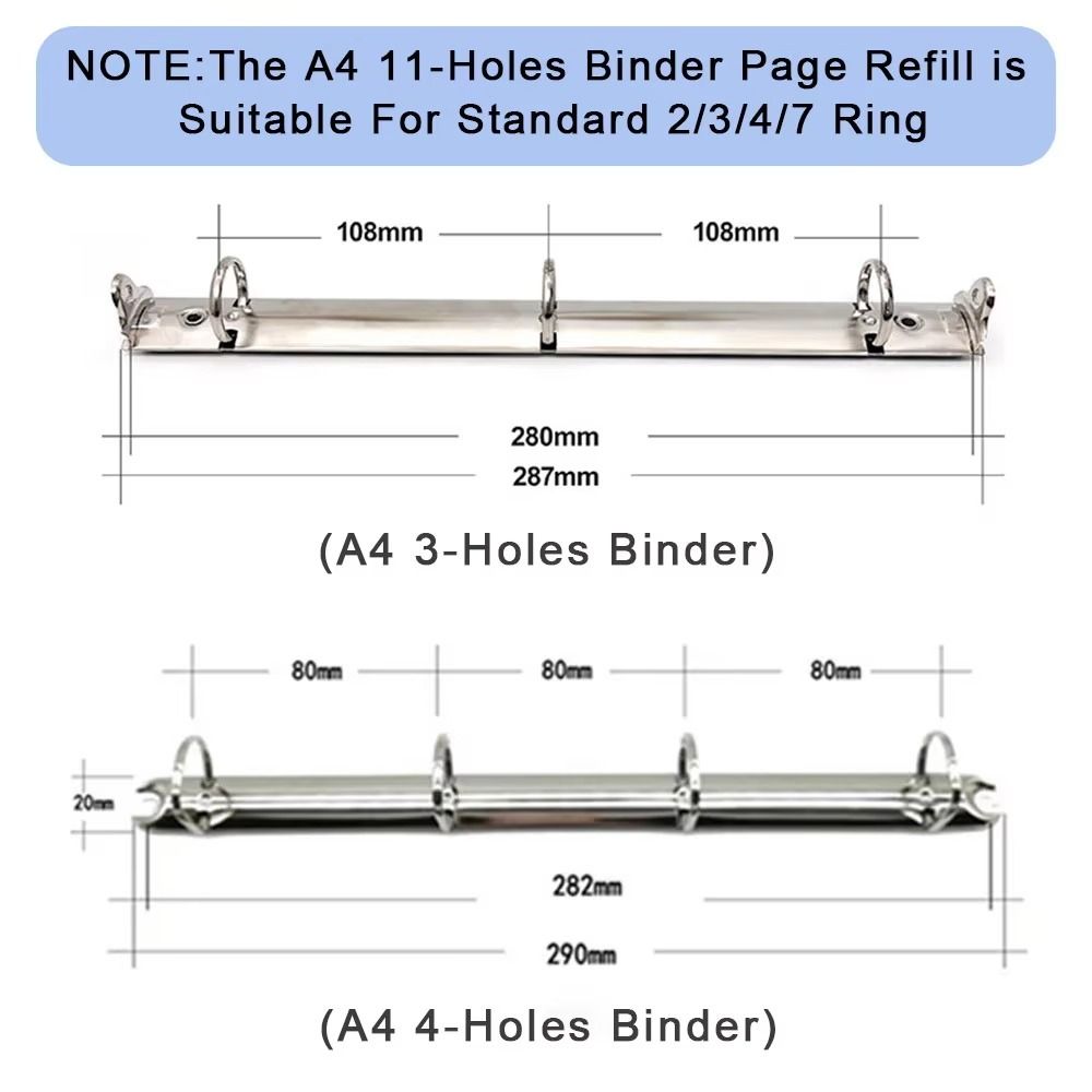 11-Hole Photo Album Pages A4 Photocards Sleeves Binder Refill Inner Page
