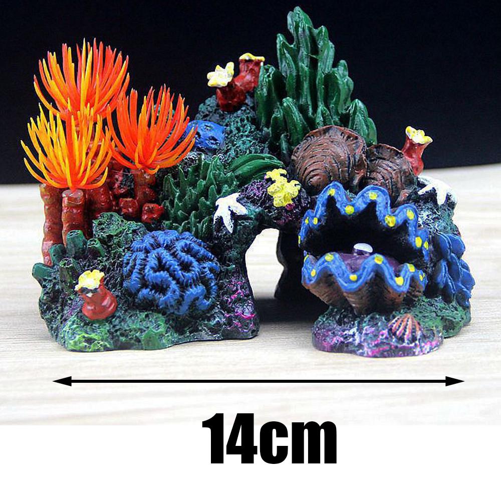 Resin Coral Plant Shell Reef Mountain Aquarium Ornament Fish Tank Cave