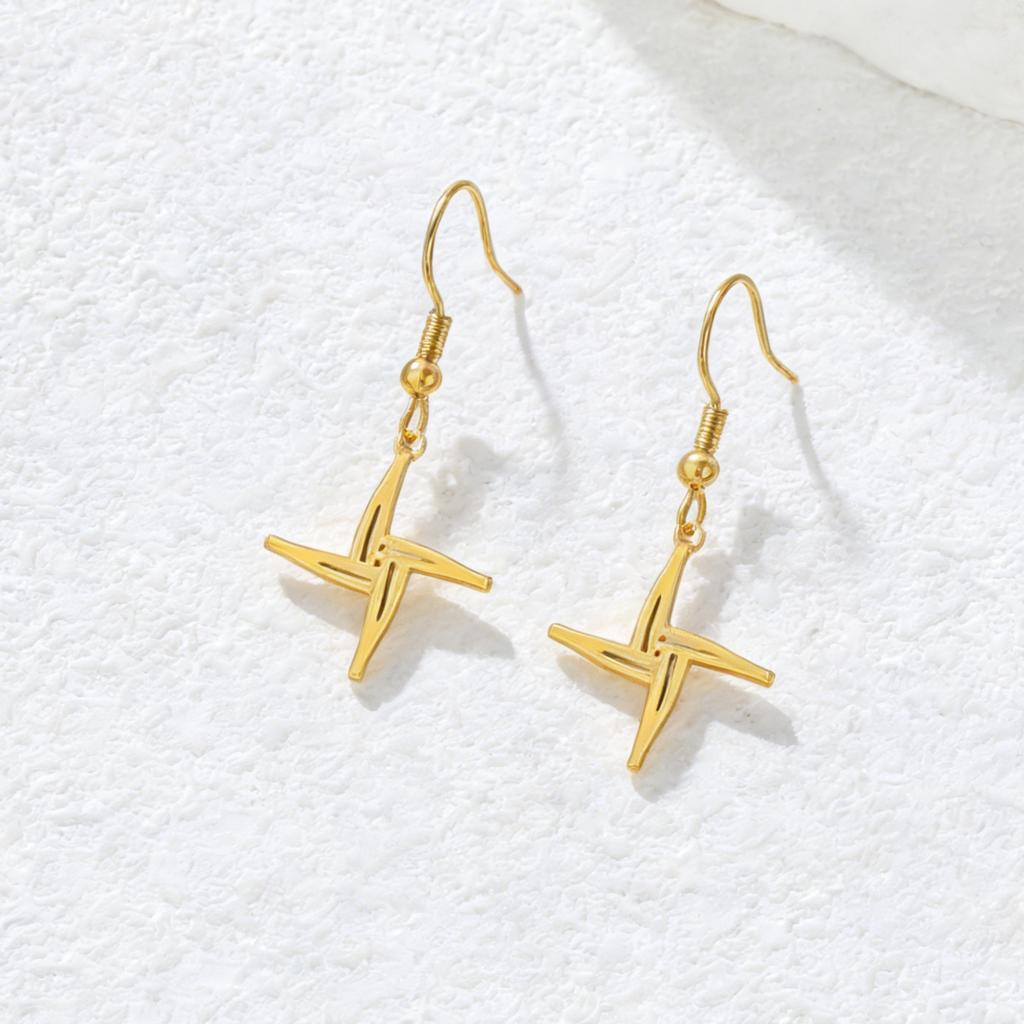 St. Brigid's Cross Earrings for Women Goddess Brigid Earrings Stainless Steel Irish Cross Jewelry for Imbolc St. Brigid's Day