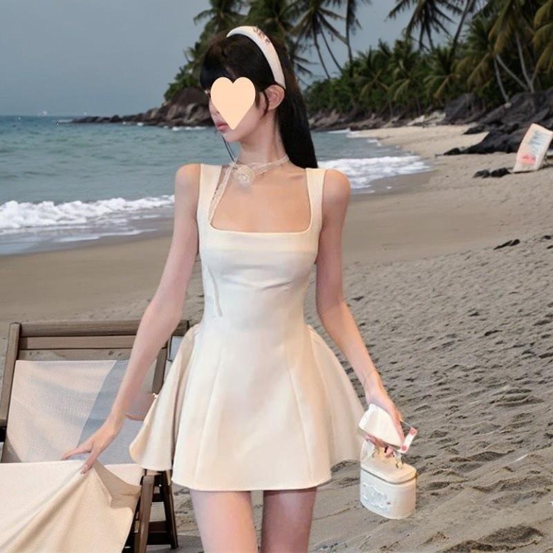 Modale Fabric Abstract Pattern Slip Dress With High Waist For Summer Street Style
