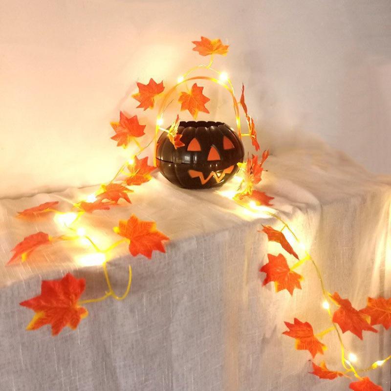 LED Willow Leaf & Cherry Blossom String Lights - Waterproof Decorative Lighting for Bedroom & Outdoor Spaces