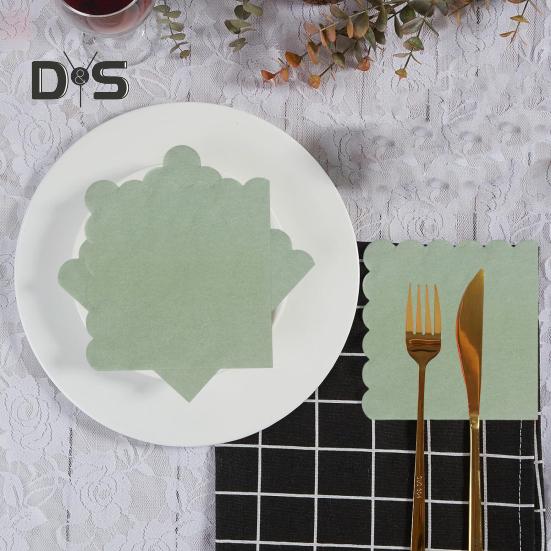 100 Ark 25CM Vågig Cocktailservett 2 Lager Tjock Fyrkantig Engångs Babyshower Bröllop Födelsedagsfest Dessert Dryck Middag Pappersservett