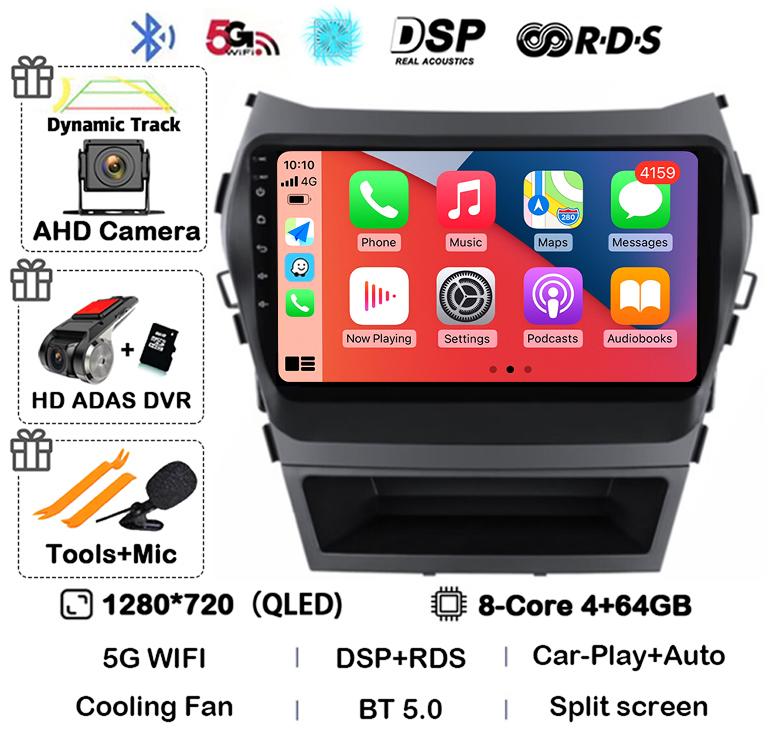 Android 14 Auto Carplay Car Radio For Hyundai Santa Fe 3 Ix45 2013 2014 2015 2016 2017 GPS Stereo Multimedia Player 360 Camera