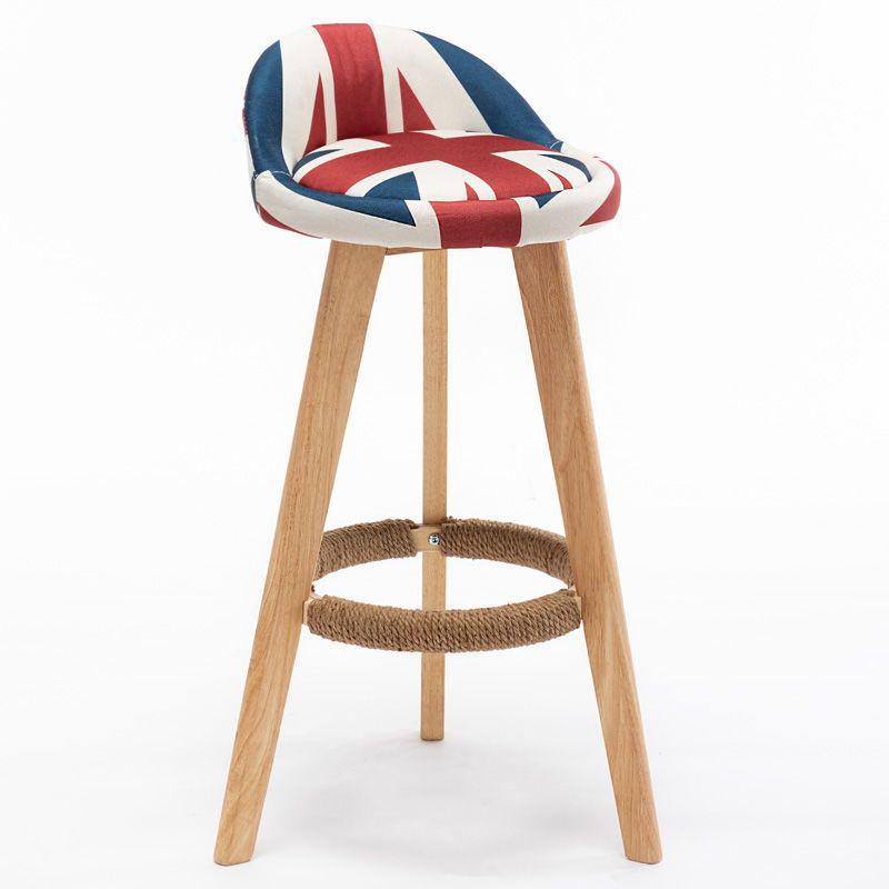 Nordic Minimalist Solid Wood Bar Stool with Backrest for Home or Cafe Use