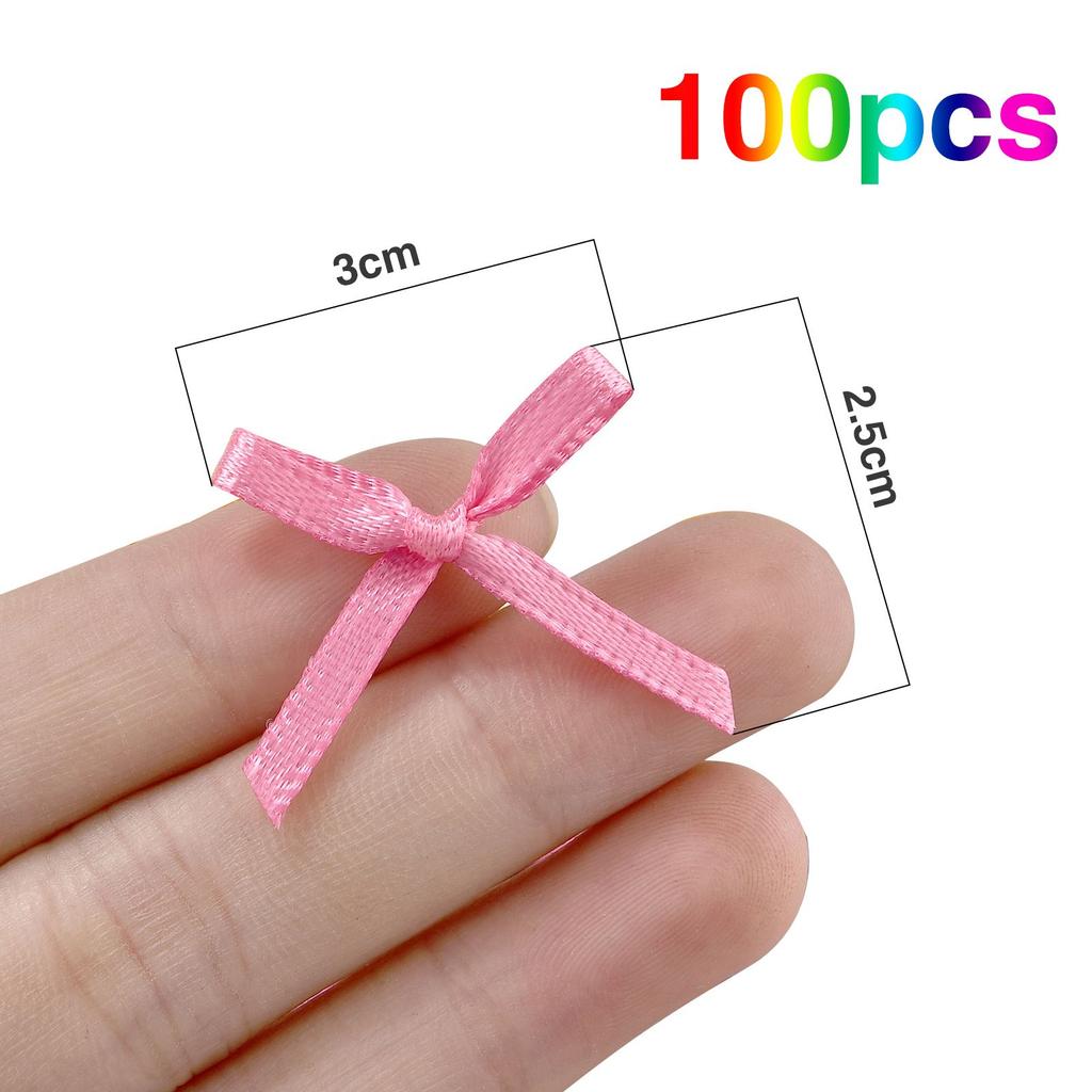 100Pcs 3mm Ribbons Mini Satin Ribbons Flowers Bows Ties DIY Craft Scrapbooking Embellishment Accessories Christmas Decorations
