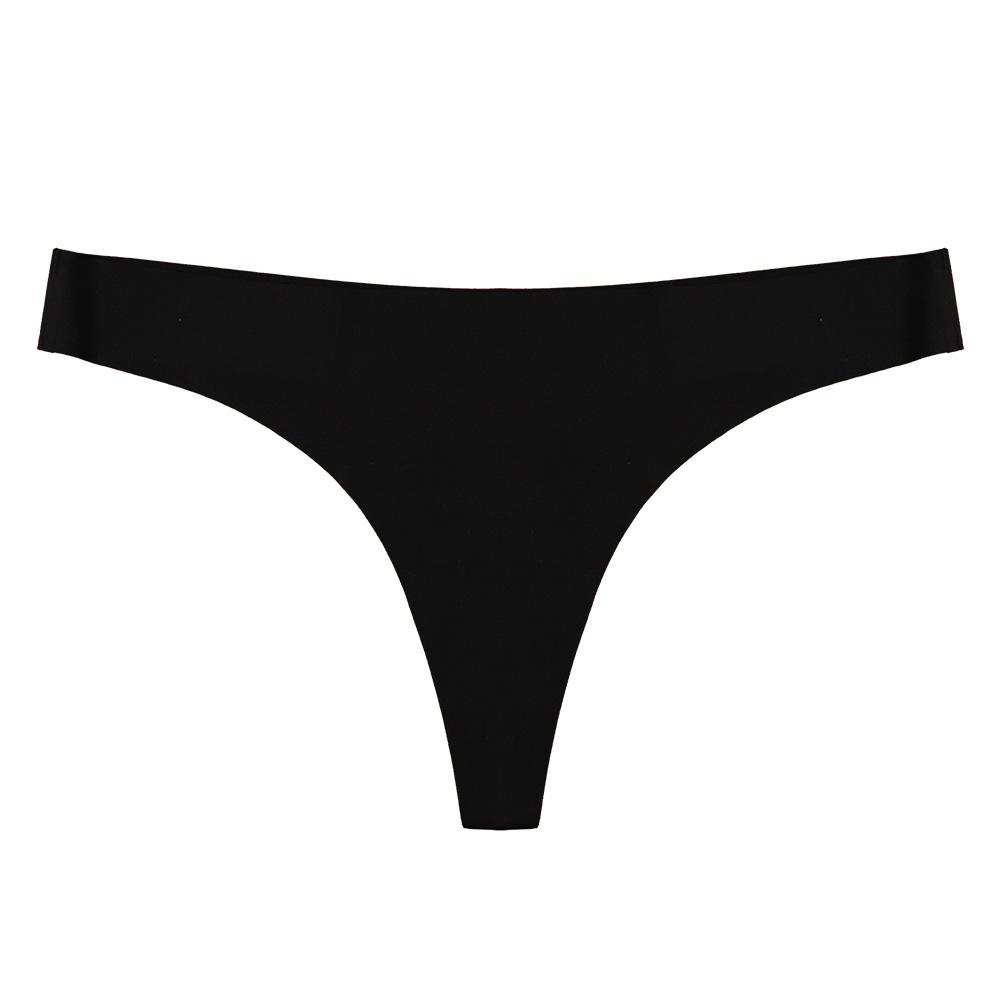 

European and American sexy seamless one-piece thong low-rise underwear for 11-color tback S чёрный