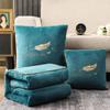 Convertible Coral Fleece Pillow & Blanket - Dual-Use Cushion for Cars & Office