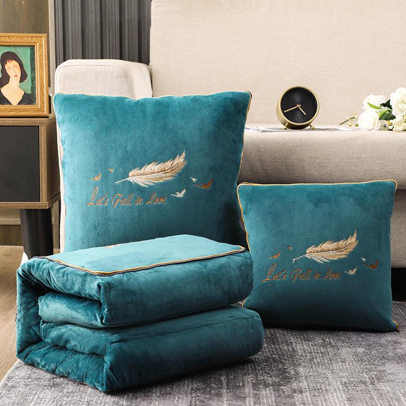 Convertible Coral Fleece Pillow & Blanket - Dual-Use Cushion for Cars & Office