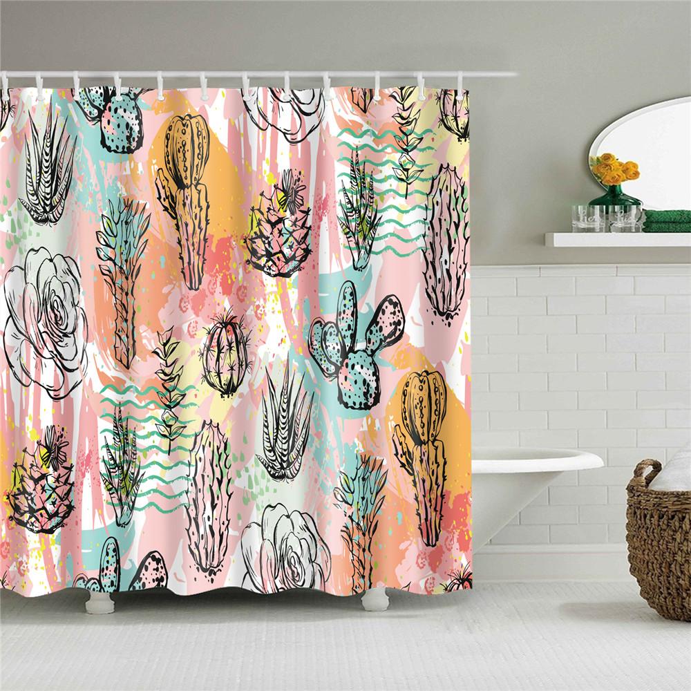 Colorful Trees Flower Palm Sunflower Bathroom Curtain Waterproof Polyester Shower Curtain Bath Curtain For Bathroom With Hooks