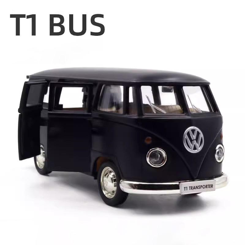1:36 Volkswagen VW T1 Bus Toy Car Model Alloy Diecast with Pull Back Doors Opened Van Models Best Gifts for Boys Kids Toy