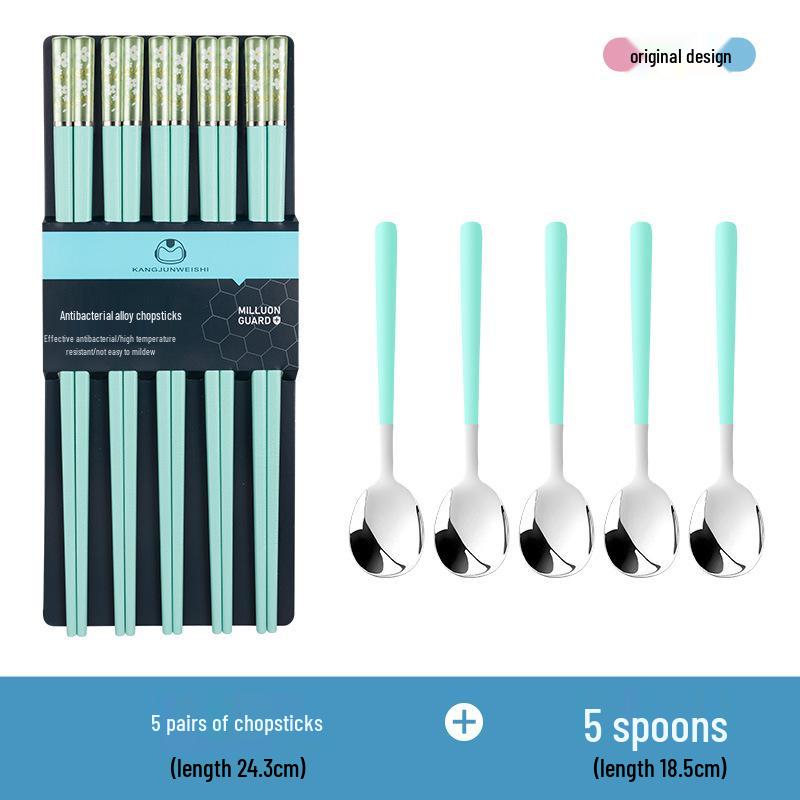 Cherry Blossom Antibacterial Non-slip Red Alloy Chopsticks - Single Pair