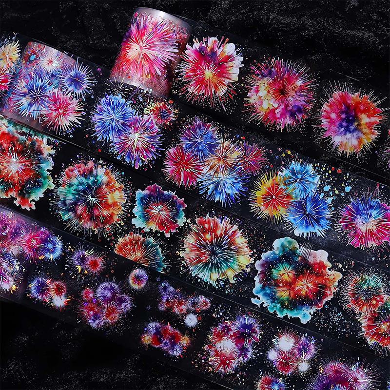 4 styles 50mm*200cm Fireworks sunny day series sticker Fireworks theme Scrapbooking Material Diary Album Junk Journal Supplies