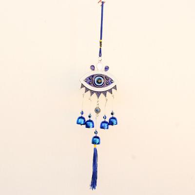 Flower Plate Evil Eyes WindBell Lucky Turkish Wall Decor Feng Shui Hanging Bell Blessing Protection Metal Blue Eye Wind Chime