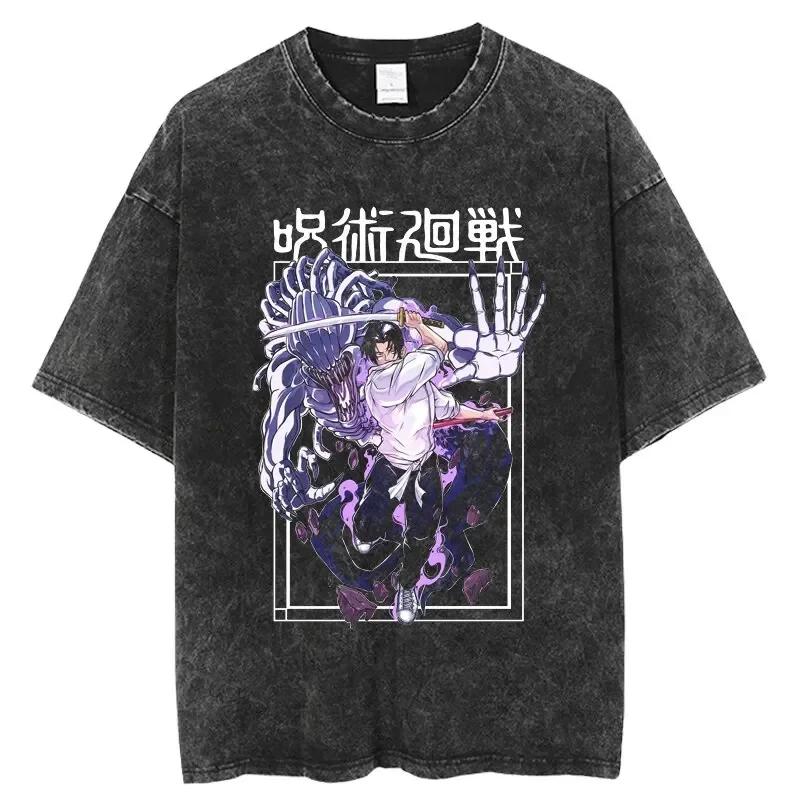 Anime Jujutsu Kaisen Magliette Gojo Satoru Lavate Uomo Donna Cotone Harajuku Magliette Ryomen Sukuna Retro per Uomo Donna Top