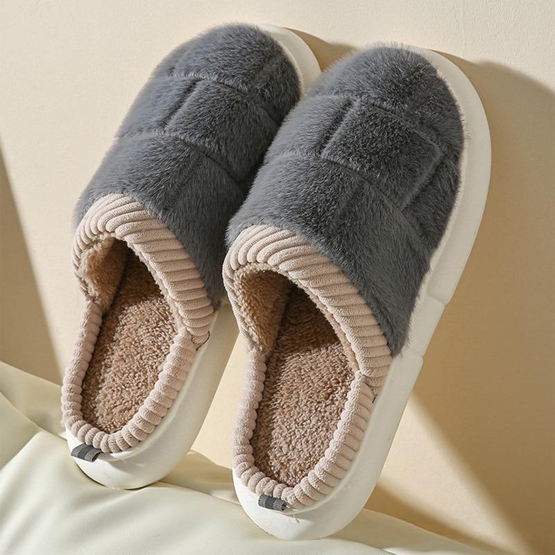Winter Warm Cotton Slippers Thick Soft Sole Slippers Men Women Indoor Floor Flat Home Non-slip Shoes Flip Flops Couple Slippers