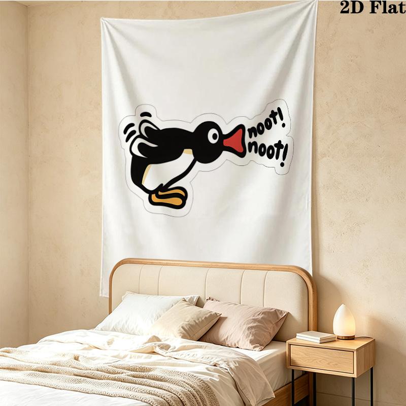 Pingu Wall Tapestry Aesthetic Wall Hanging Printed Fabric Blanket Decorative Tapestries For Bedroom Living Room Home Decor