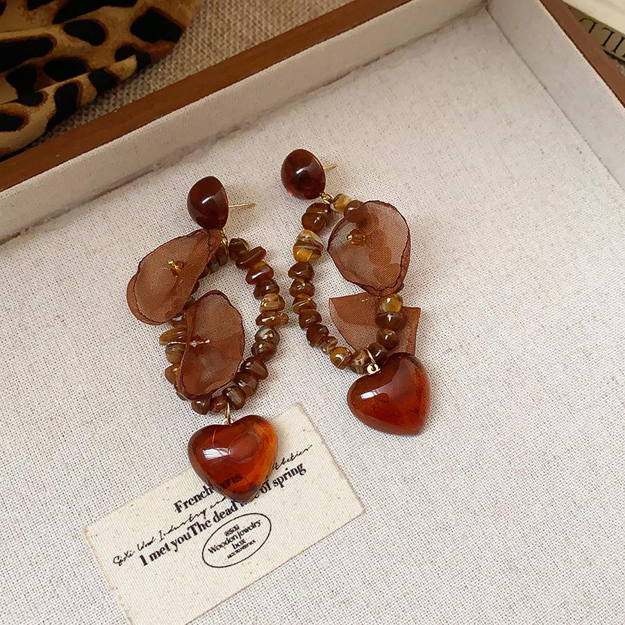 Silver Needle Geometric Irregular Resin Y2K Earrings - Retro Stud Ear Accessories for Women