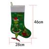 Grinch Christmas Stocking: Green Furry Monster Candy Bag & Tree Ornament