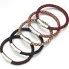 1pc 19/20/21/22cm Leather Cord Bracelet Vintage Stainless Steel Buckle Braided Rope Bracelet For DIY Fashion Crafts Jewelry Gift