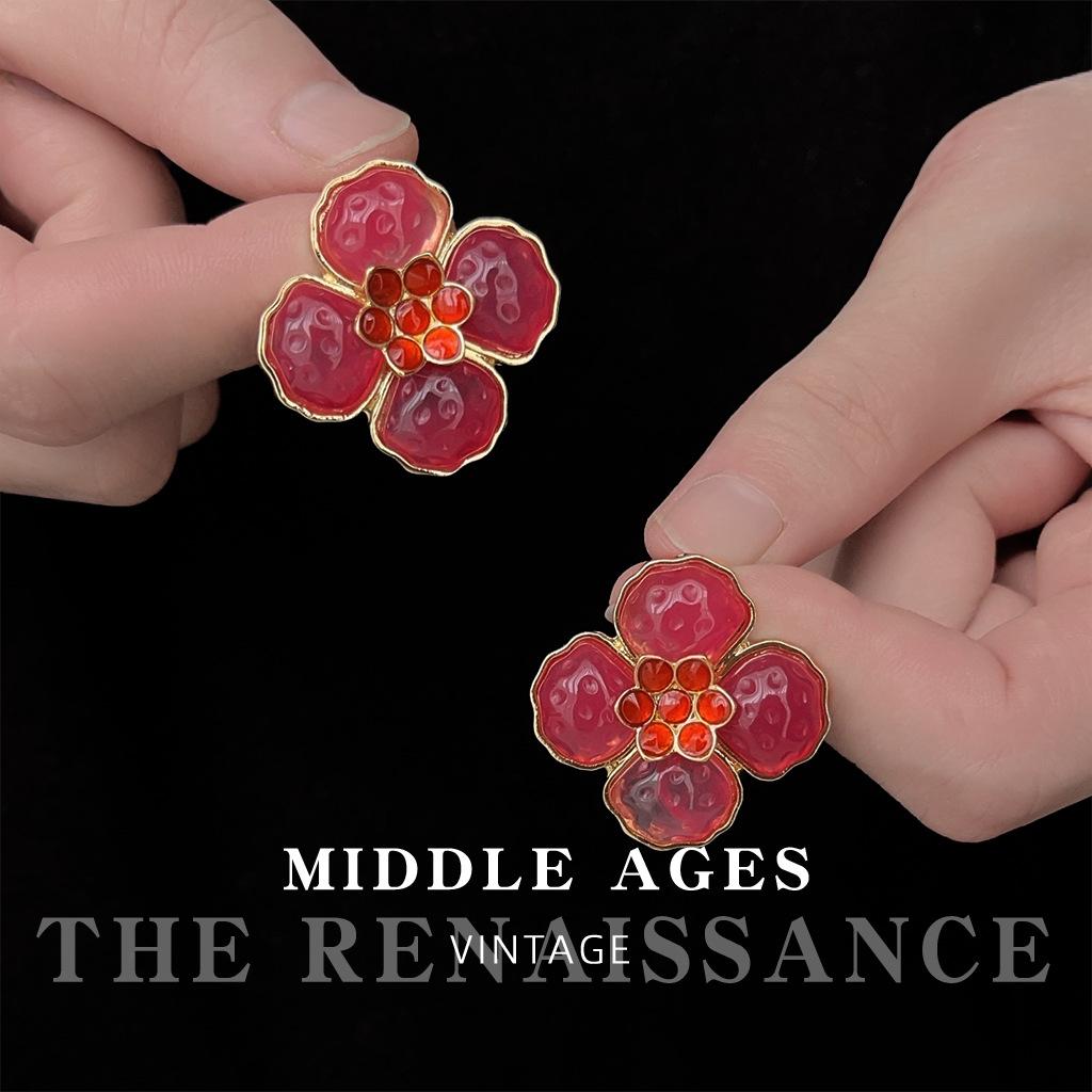 Средневековая Тяжелая Промышленность Французские Преувеличенные Серьги-гвоздики в виде Желейных Цветов Французские Ретро Серьги Винтажные Серьги