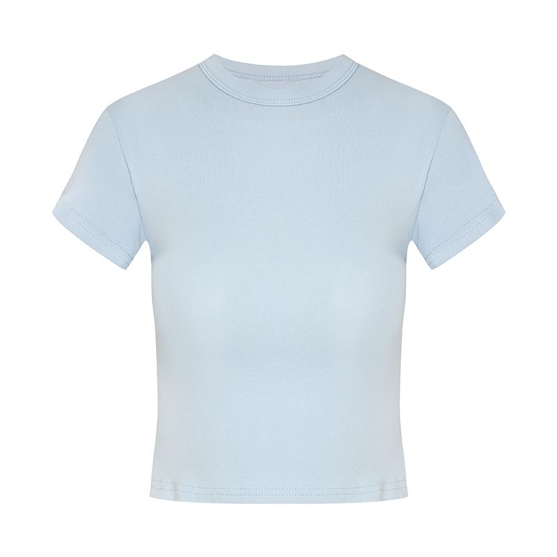 Basic Style Silm Pullover Tops round Neck Short Sleeve T-shirt