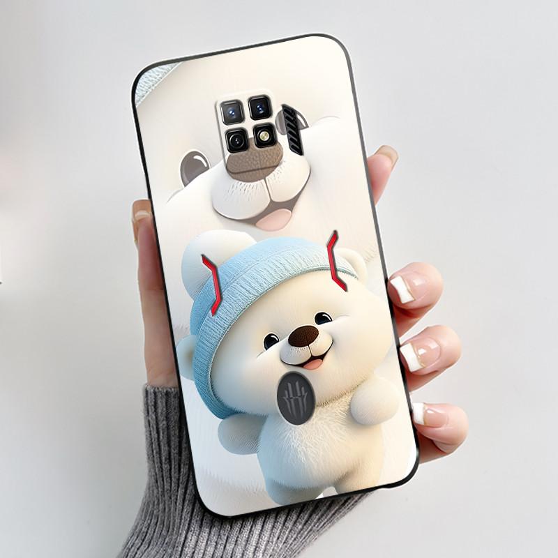 For Nubia Red Magic 7 Pro Case NX709J Back Cover Cute Heart Rabbit Black Soft TPU Phone Case For Red Magic 7S Pro NX709S Shell