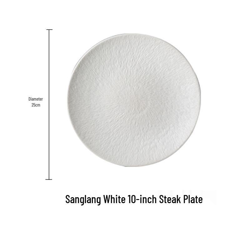 European Ceramic Dinnerware: Steak & Pasta Plate with Creative Texture