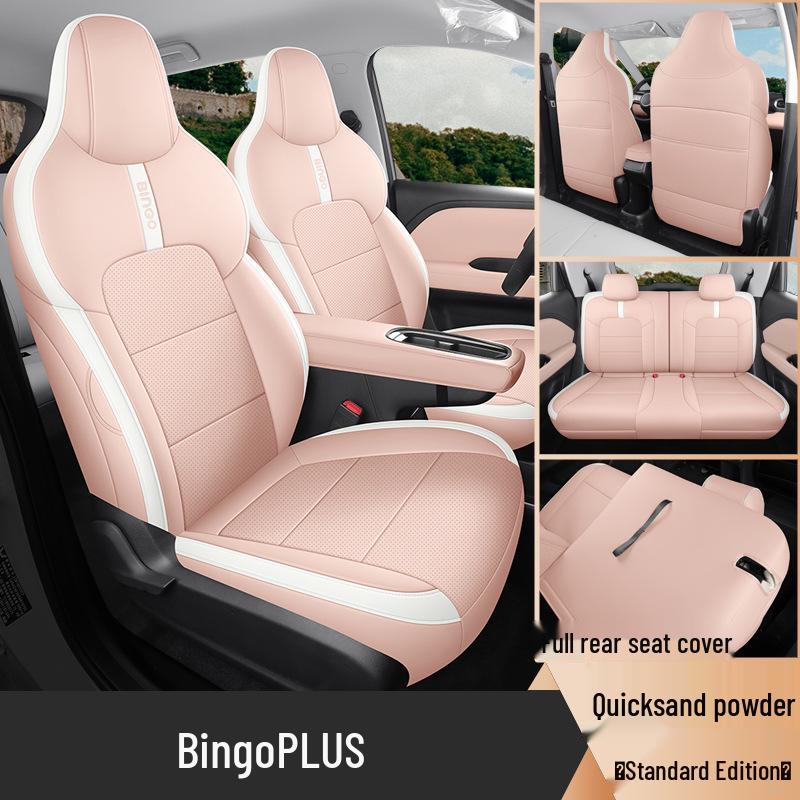 Bingo Plus Universal Full Leather Car Seat Cushion - New Model, 5-Seat, All-Season Compatibility.