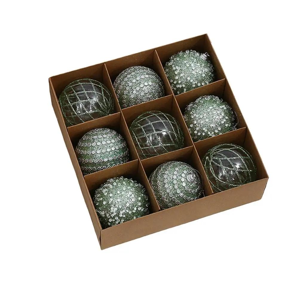 

Glitter Ball Ornament For Christmas Trees Shatterproof Fall Christmas Tree Decorations 9pcs Hanging Ball Ornaments for Xmas U7C2 зелений