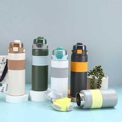 New Stainless Steel Thermos Cup High Appearance Level Simple Portable Bouncing Cup Boys and Girls Large Capacity Straw Cup