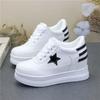 8CM White Platform Sneakers for Women Casual Shoes White Shoes Platform Wedge Heel Walking Shoes Genuine Leather High