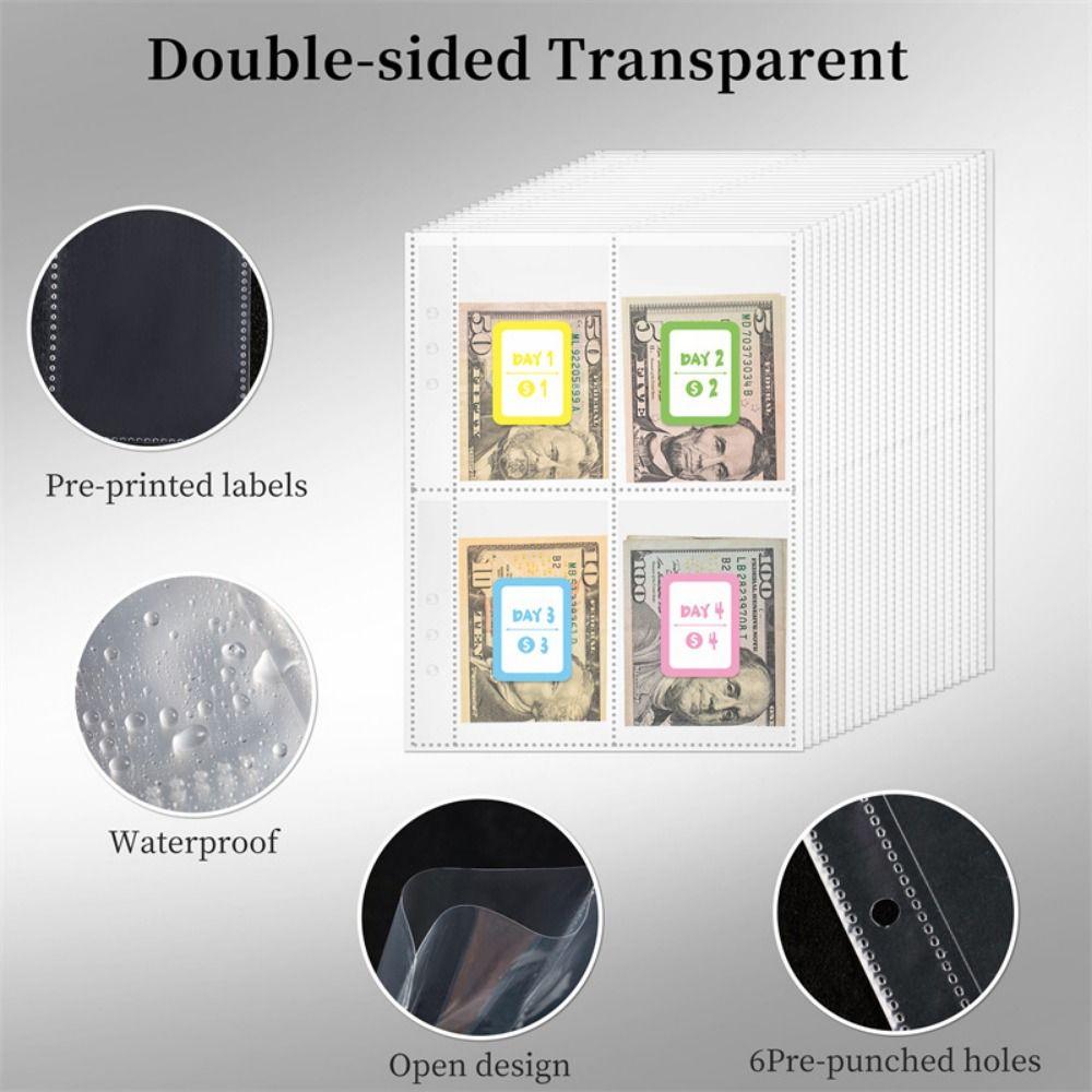 PU 100 Day Challenge Budget Binder 6 Holes Money Saving Binder  Office Stationery Supplies