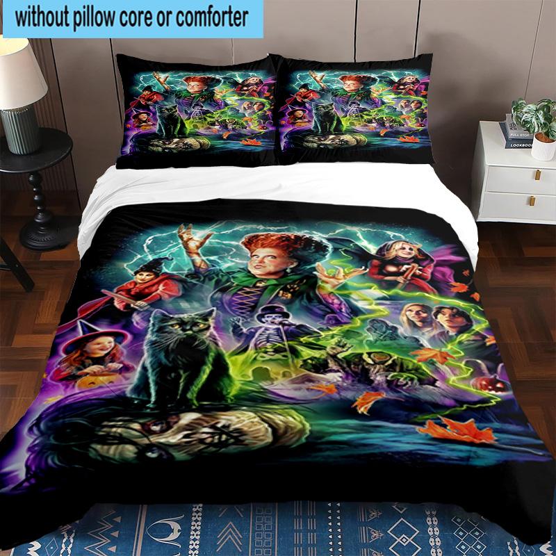 3PCS Halloween witch 3pcs Bedding,Including 3PCS Duvet Cover And 2pcs Pillowcases Perfect for Christmas,Ideal for Bedroom, Dormitory