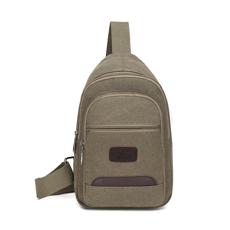 Multi-layer Men's Large Capacity Canvas Crossbody Chest Bag - Convenient Single Shoulder Portable Storage for Work.