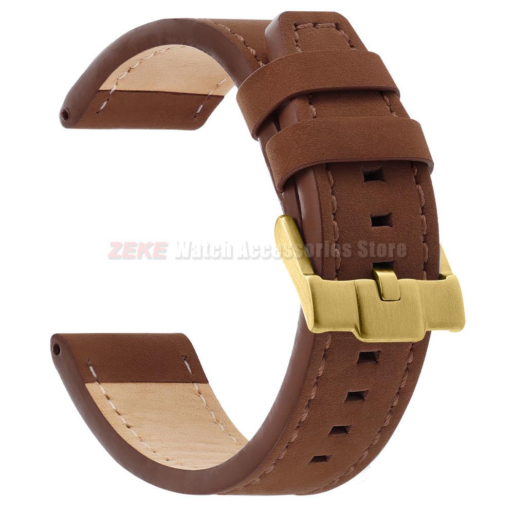 Vintage Matte Genuine Leather Watch Band for Omega for Rolex 18/20/22/24mm Black Brown Thick Straps Stitching Cowhide Wrist Belt
