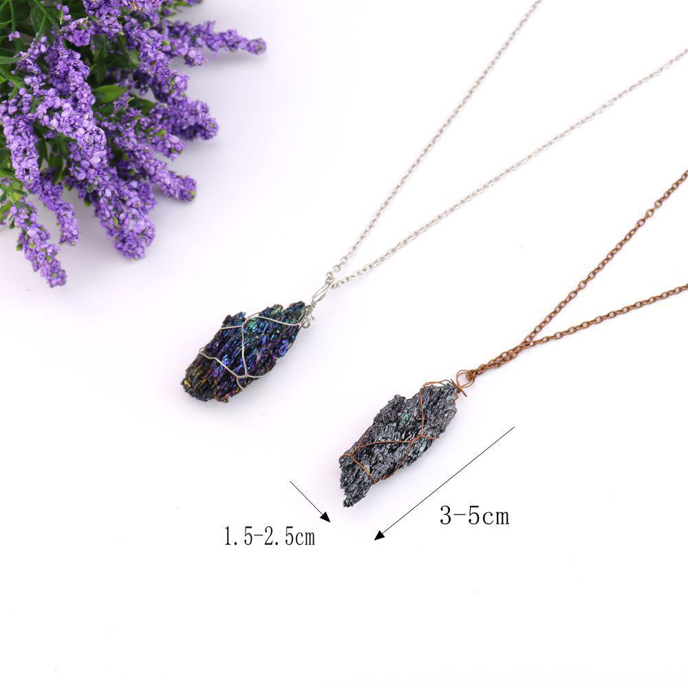 Handmade Wire-Wrapped Colorful Gemstone Pendant Necklace (N724)
