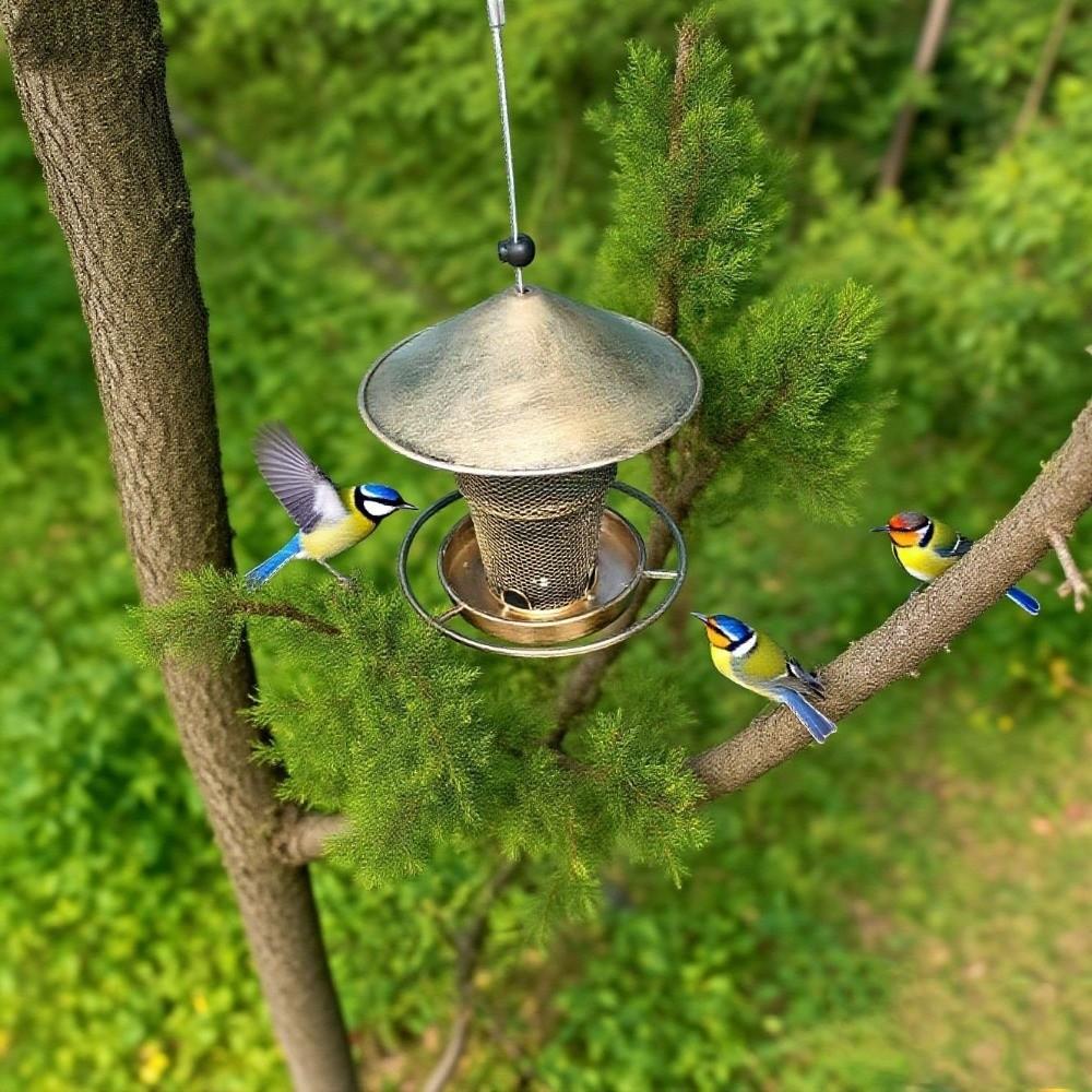 Hanging Automatic Bird Feeder Iron Hummingbird Feeder Durable Wild Bird Feeding Station  Porch