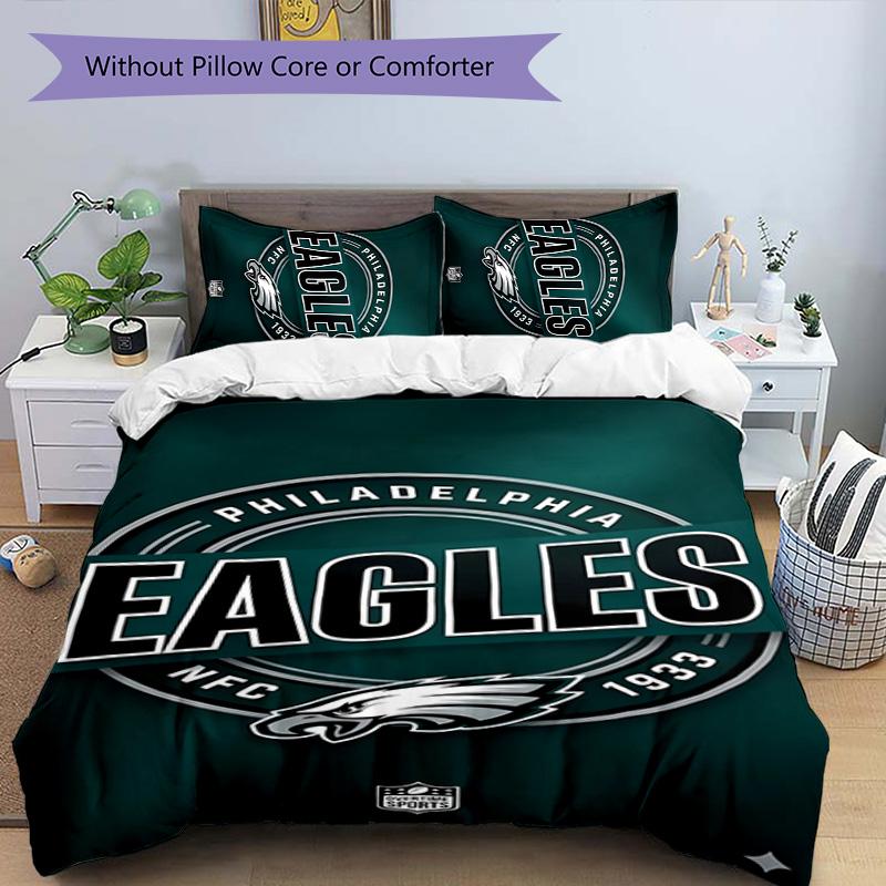 Σετ κλινοσκεπασμάτων με σχέδιο LOGO Philadelphia Eagles 3 τεμαχίων, σετ κάλυμμα παπλώματος περιλαμβάνει κάλυμμα παπλώματος & μαξιλαροθήκες, τέλειος διάκοσμος υπνοδωματίου για όλες τις εποχές & δώρο