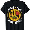 Frieden Liebe Juneteenth Hippie Melanin Stolz Afroamerikanisches T-Shirt