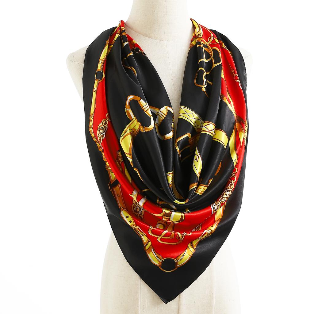 Europe America Kerchief Four Seasons Popular Silk Scarves Luxury Style Sunscreen Square Shawls New Fashion 90X90CM Headcloth